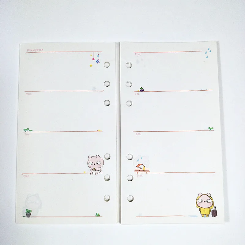 Ring Paper Refill Loose-leaf Binder Inside Page To Do/Weekly/Monthly/Grid Agenda School Stationery