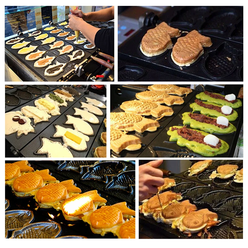 Kommerziellen taiyaki maschine 3-loch gas/elektrische Japanischen snacks und snacks maschine 2KW eis taiyaki 220V
