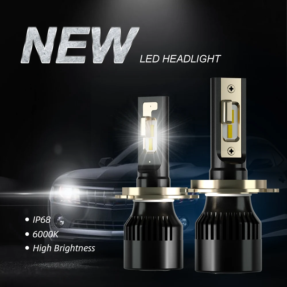 2pieces LED Car Headlight Bulbs H1 H8 H9 H10 H11 H7 H4 HB2 HB3 HB4 9006 9003 9005 Auto Headlamps 60W 6000LM 6000K for 9V to 36V