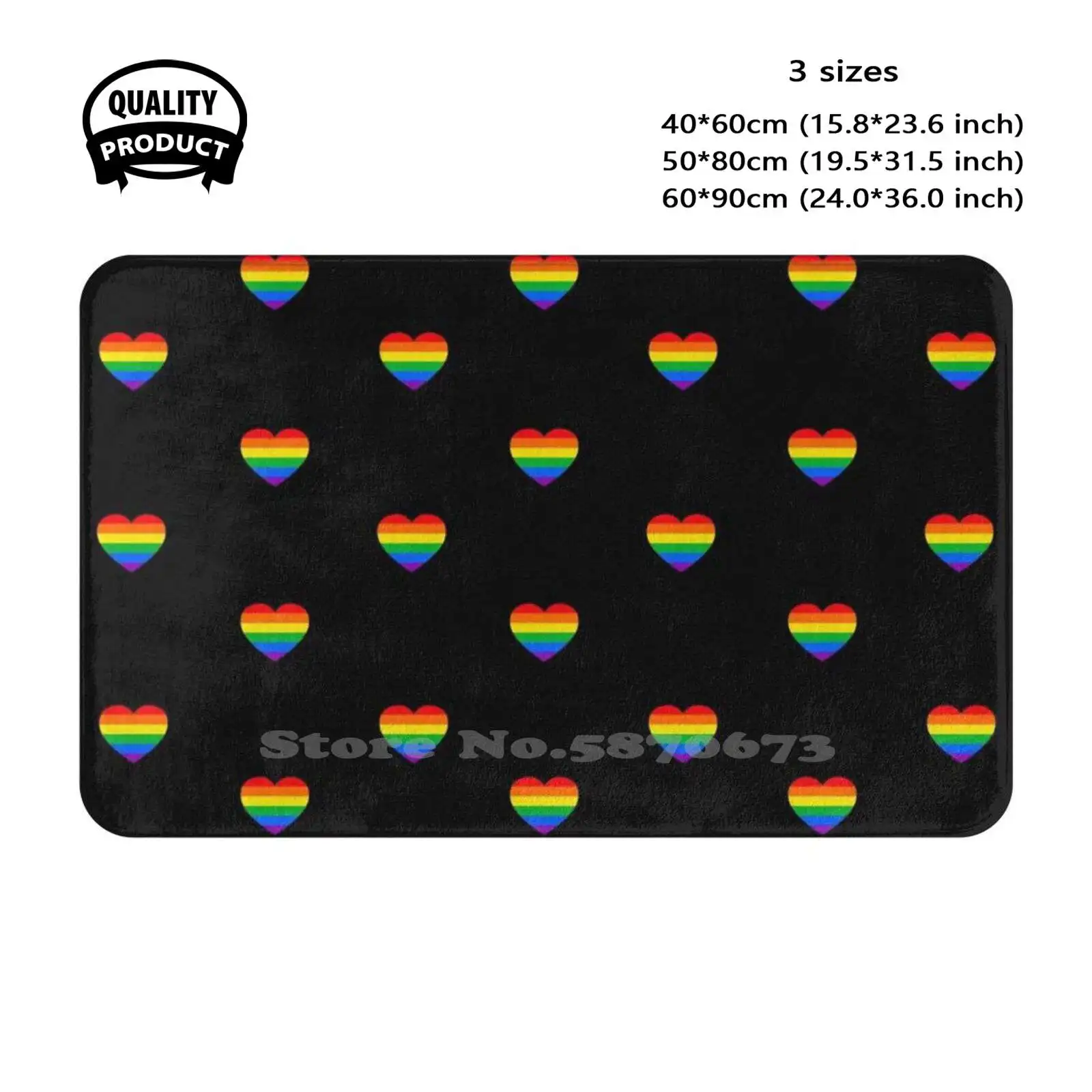 Rainbow Heart Pattern Mask Soft Cushion Home Carpet Door Mat Car Rug Amkrdh Rainbow Lgbtq Heart Gay Pride Rainbow Love Pride