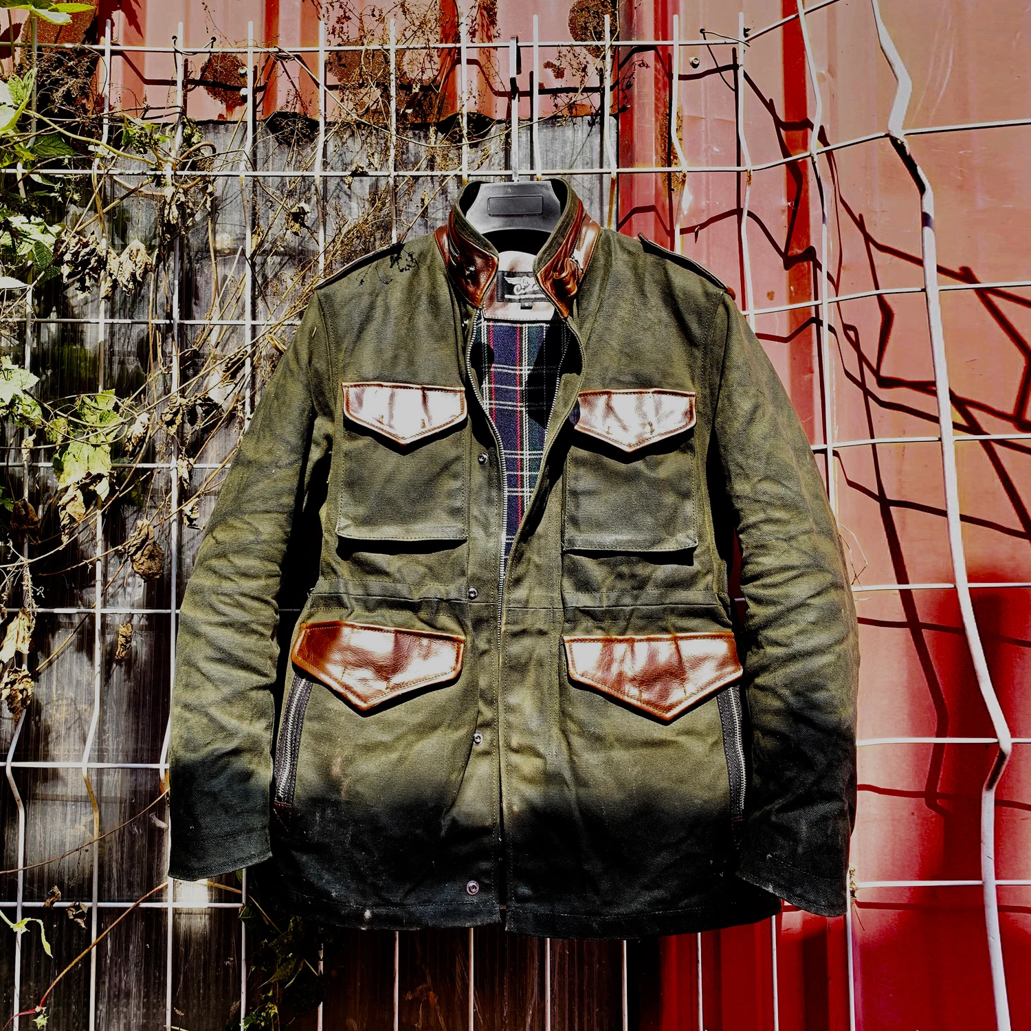 CDM65 ROCK CAN ROLL US Size Army Super Heavy Genuine Cowhide & 22oz Canvas 55% Wool Lining Wax Water Proof M65 Jacket