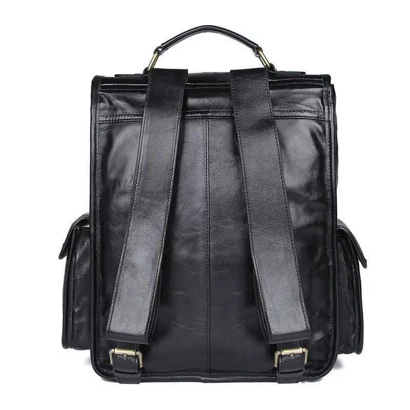 Soft Genuine Leather Man Women Backpack 15 Inch Laptop daypack Black Waterproof Travel Rucksack Big School Bag For Male Satchel