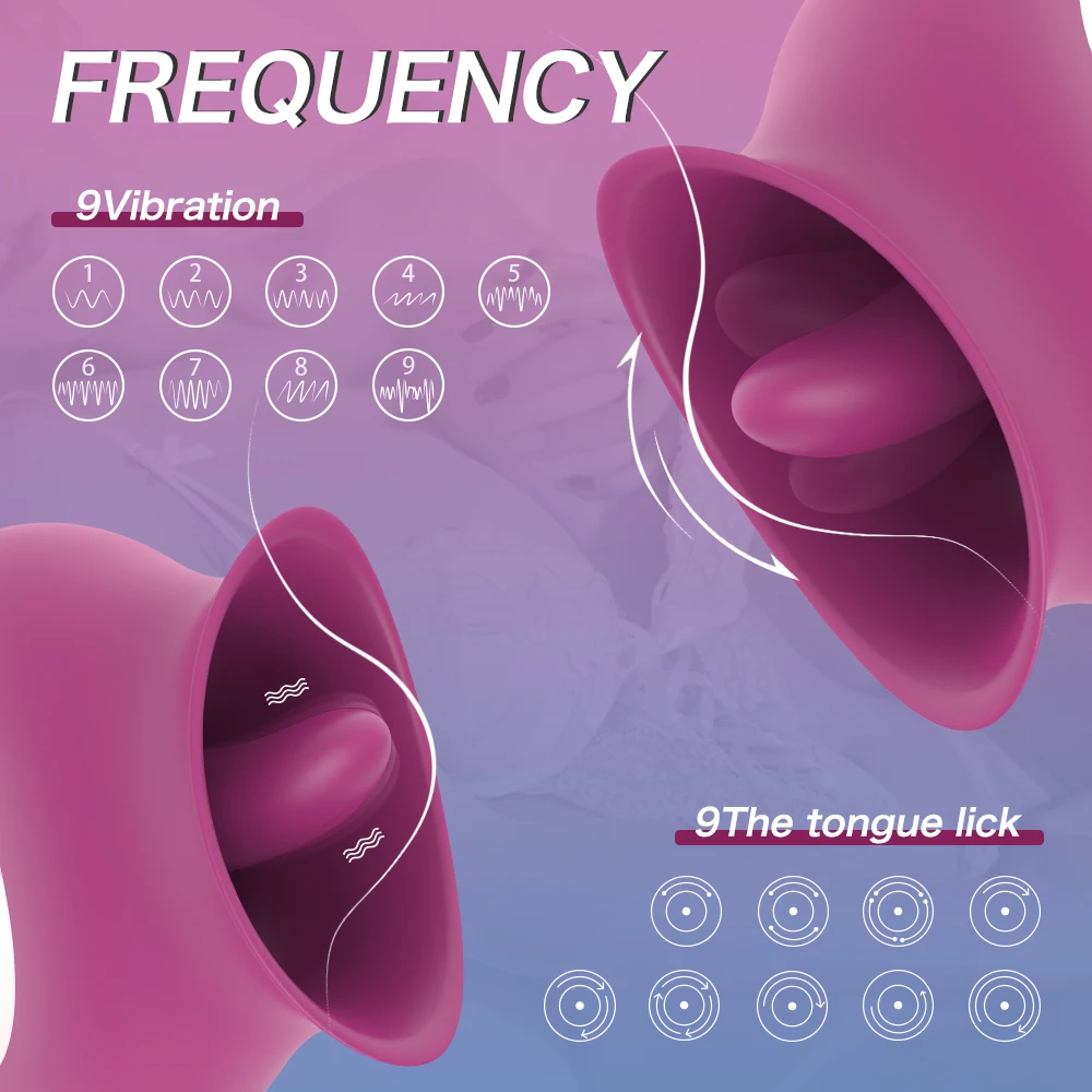 G Spot Tongue Licking Vibrator Clitoral Pubic Nipple Stimulator Massager 9 Vibration Modes Masturbator  Adult Sex Toys for Women