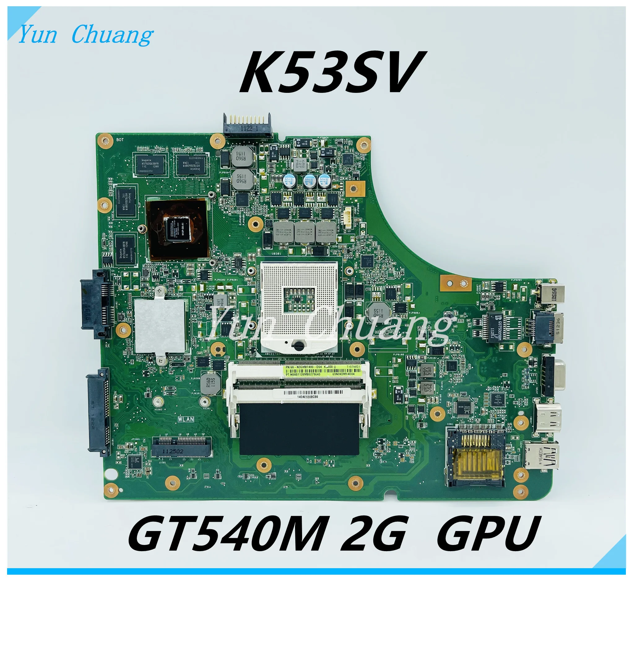 K53SV Mainboard For Asus K53SM K53SC K53SJ K53S A53S K53SV Laptop motherboard HM65 GT540M GT630M 2G GPU DDR3 100% test work