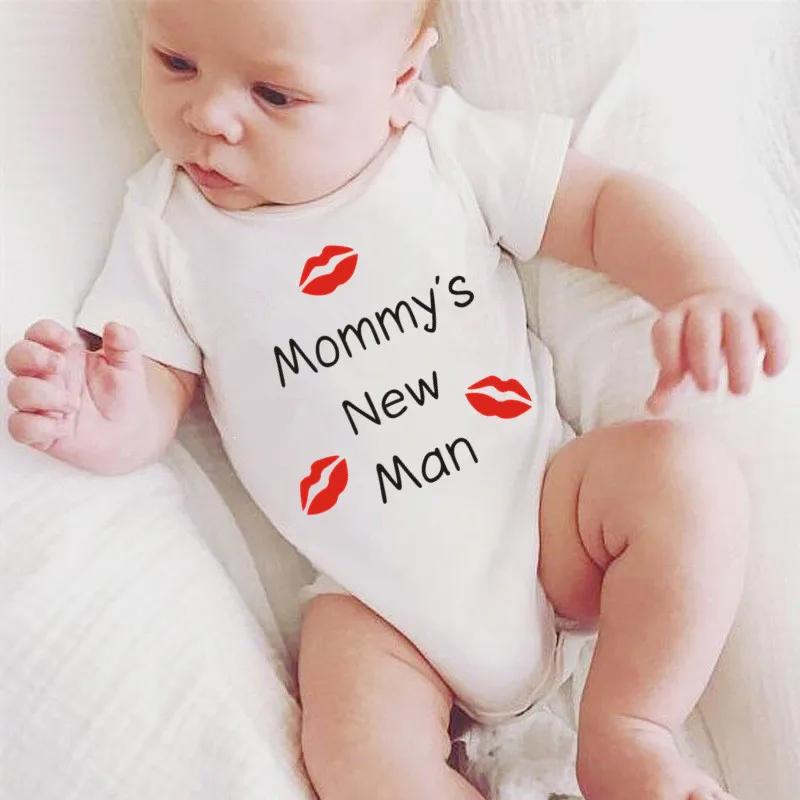 Newborn Baby Clothes Short Sleeve Boy Clothing Mommy\'s New Man Design 100% Cotton Rompers De Bebe Costumes Black