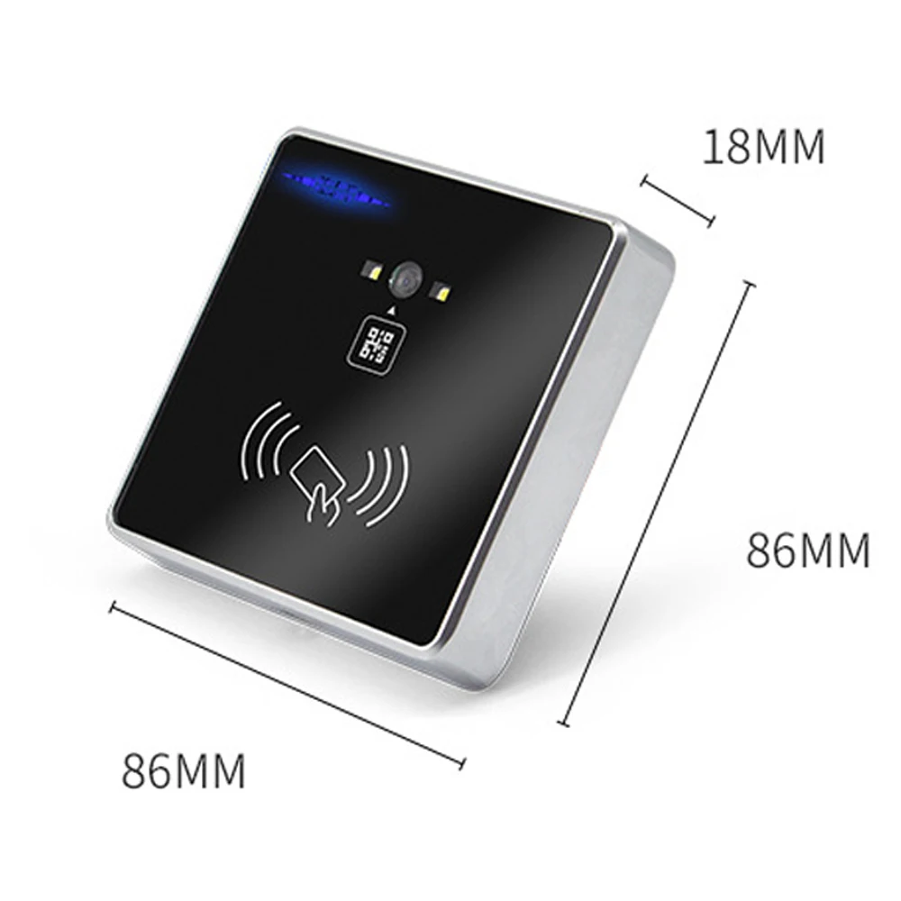 13.56Mhz 125Khz RFID Barcode 2D QR Code Reader Access Control Reader Wiegand TTL RS232 RS485 Port Optiona 12V