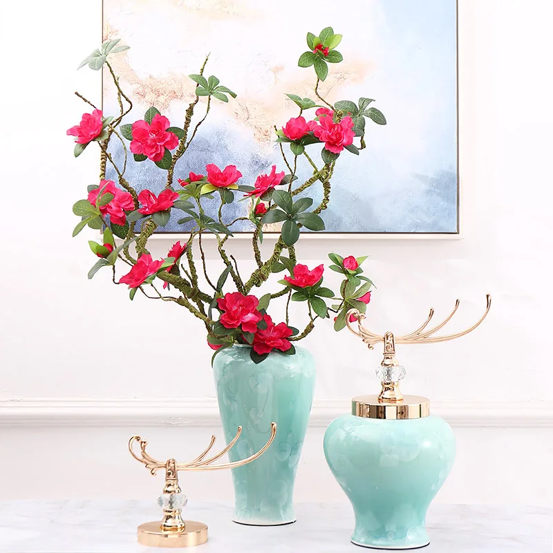 110cm Artificial flowers arrangement vase Long stem branch decorative Azalea Silk flower wedding home room table Wall decoration