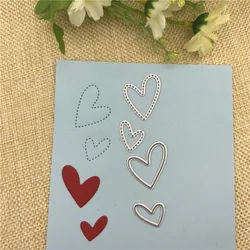 4pc serce Metal wykrojniki szablony Scrapbooking dekoracyjne wytłaczanie Folder karta papierowa ze stali węglowej DIY Die Cuts