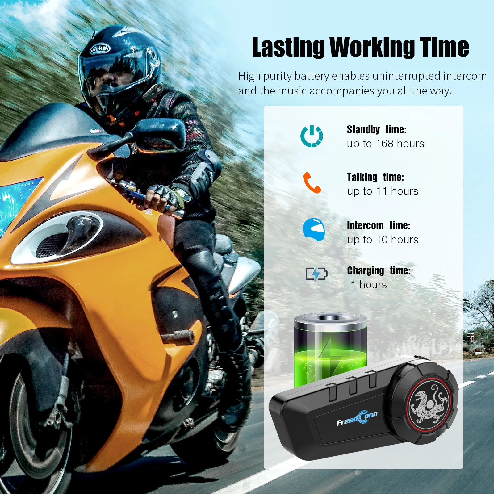 Freedconn KY Pro Motorcycle Intercom Bluetooth Helmet Headset Motorbike 6 Riders 1000M Moto Group Waterproof Interphone