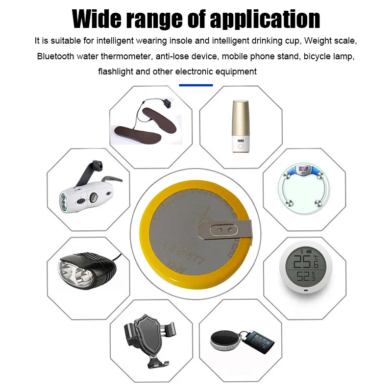 Перезаряжаемая литиевая батарея LIR2477, 2 шт., 3,6 В, горизонтальная, может заменить CR2477 сварной кнопкой