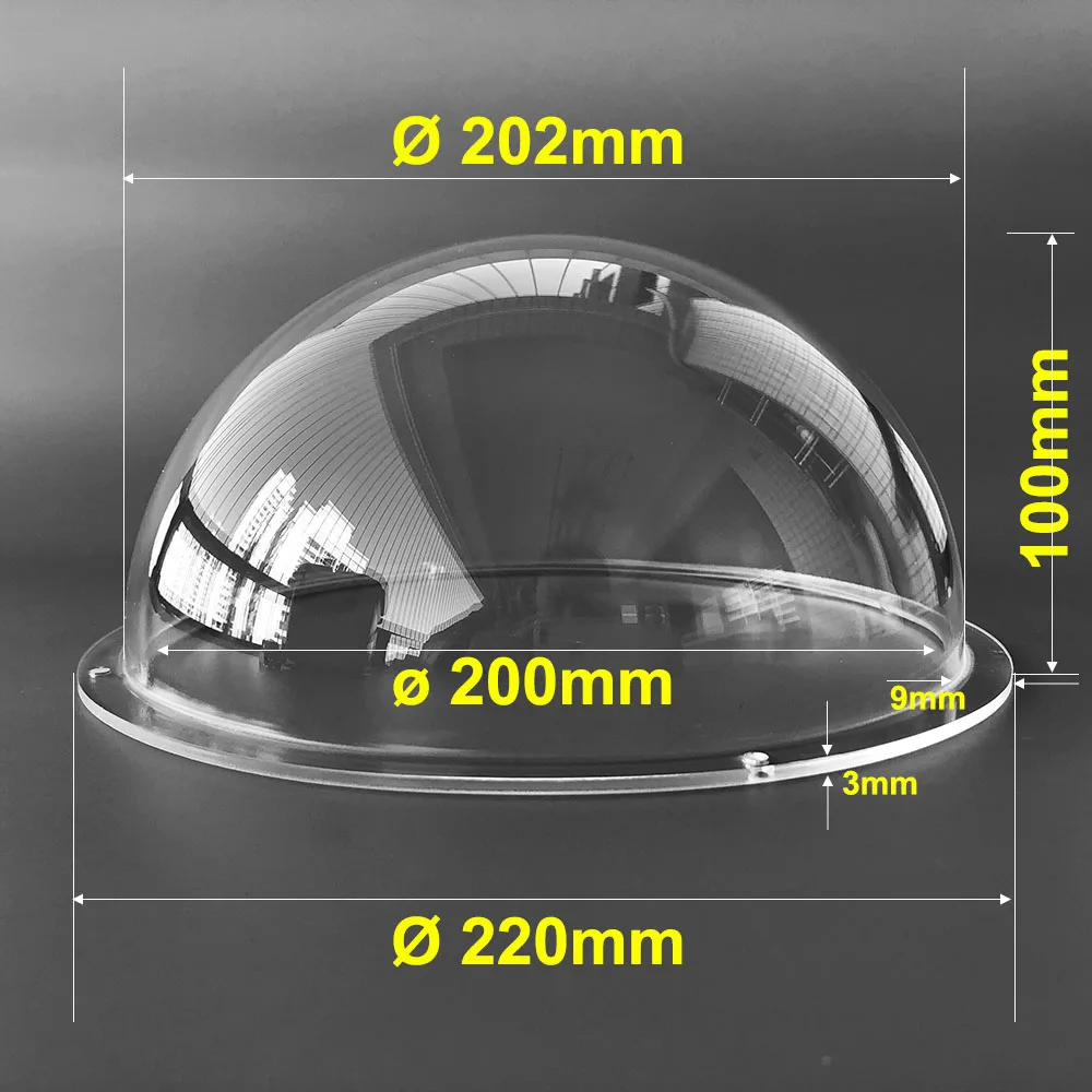 8.6 Inch 220x100mm Indoor Outdoor Acrylic Clear Cover Surveillance CCTV Camera Housing Shell Dome Protective Transparent Case