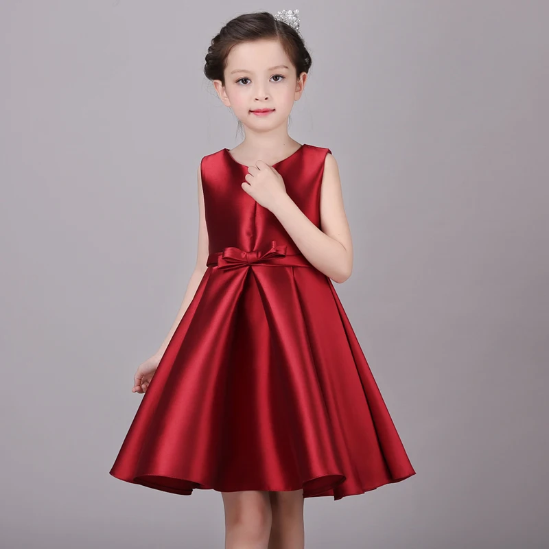 Kids Wine red Sleeveless Princess Dress Flower Girl Dresses For Wedding Pageant Birthday Party Tutu Ball Gown Dresses