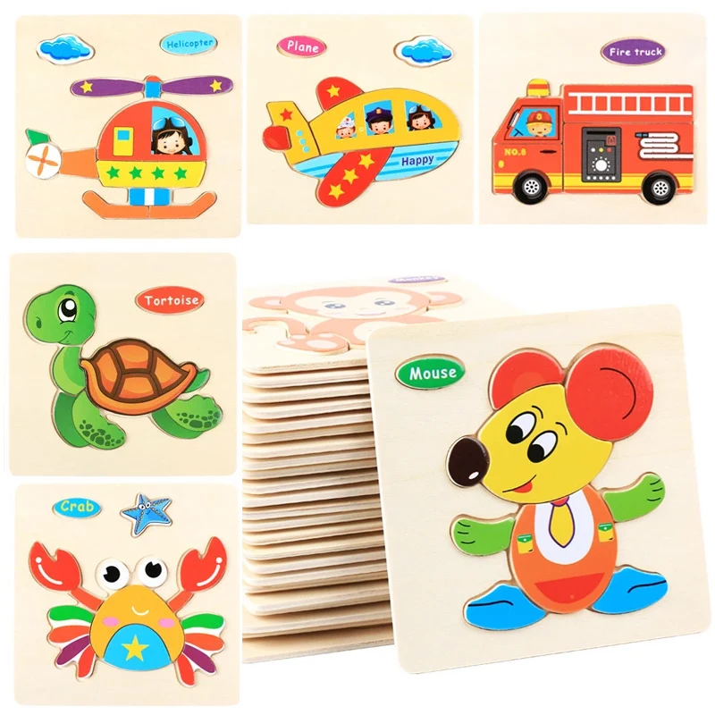 Baby Toys Montessori 3d Puzzle Intelligence Cartoon Animal Wooden Puzzle Toys Early Learning Educational Toys For Children