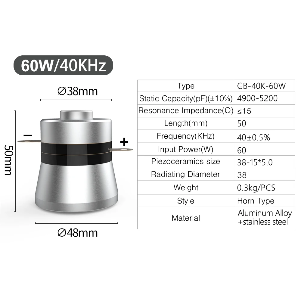 Homemade Cleaning Tank Parts 40KHz 60W Ultrasonic Transducer Piezoelectric Emitter Glue Fixing Factory Outlet