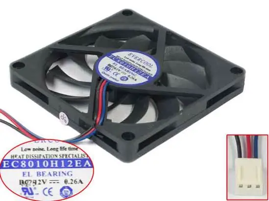 

EverCool EC8010H12EA Server Cooling Fan DC 12V 0.26A 80x80x10mm 3-Wire