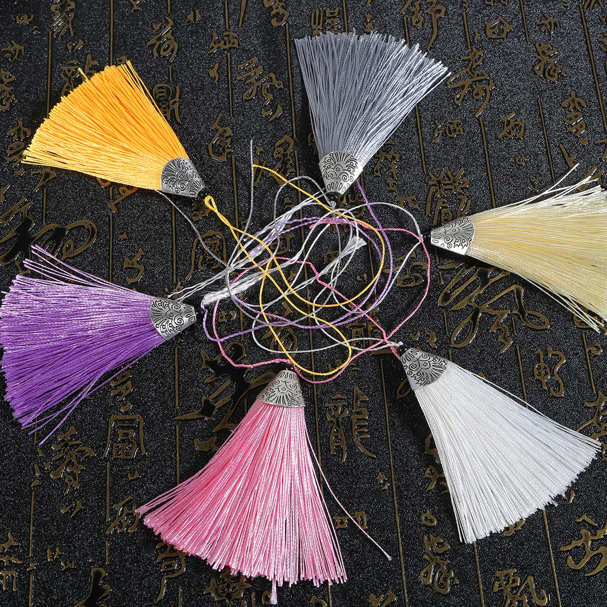1pcs 8cm High Quality Polyester Silk Tassel Fish Mouth Cap Short Tassel For DIY Crafts Decoration Jewelry Accessories