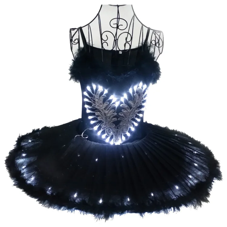 Led black ballet skirt costumes luminous puff skirt dance dress opening dance school art group performance clothing