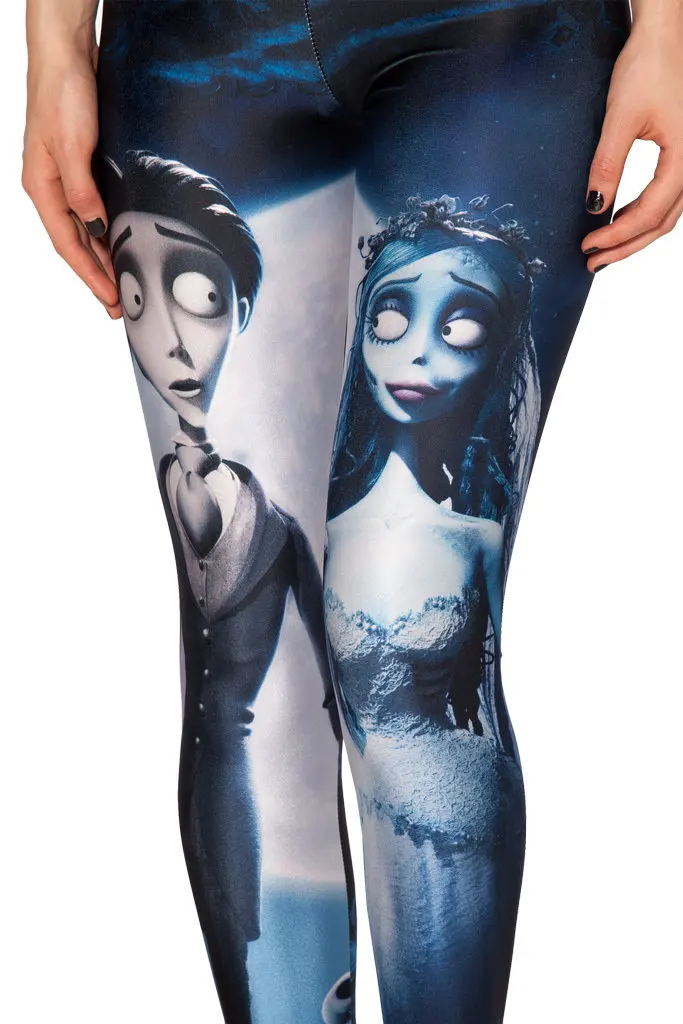 Moda nowe damskie legginsy Casual Workout obcisłe spodnie Zombie Bride wydrukowano Anime legginsy elastyczne spodnie Fitness