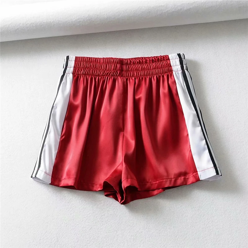 Summer Satin Booty Shorts Women Blue Korean Elastic Club Shorts Streetwear High Waist Short Sparkly Kawaii Sweat Shorts 2020