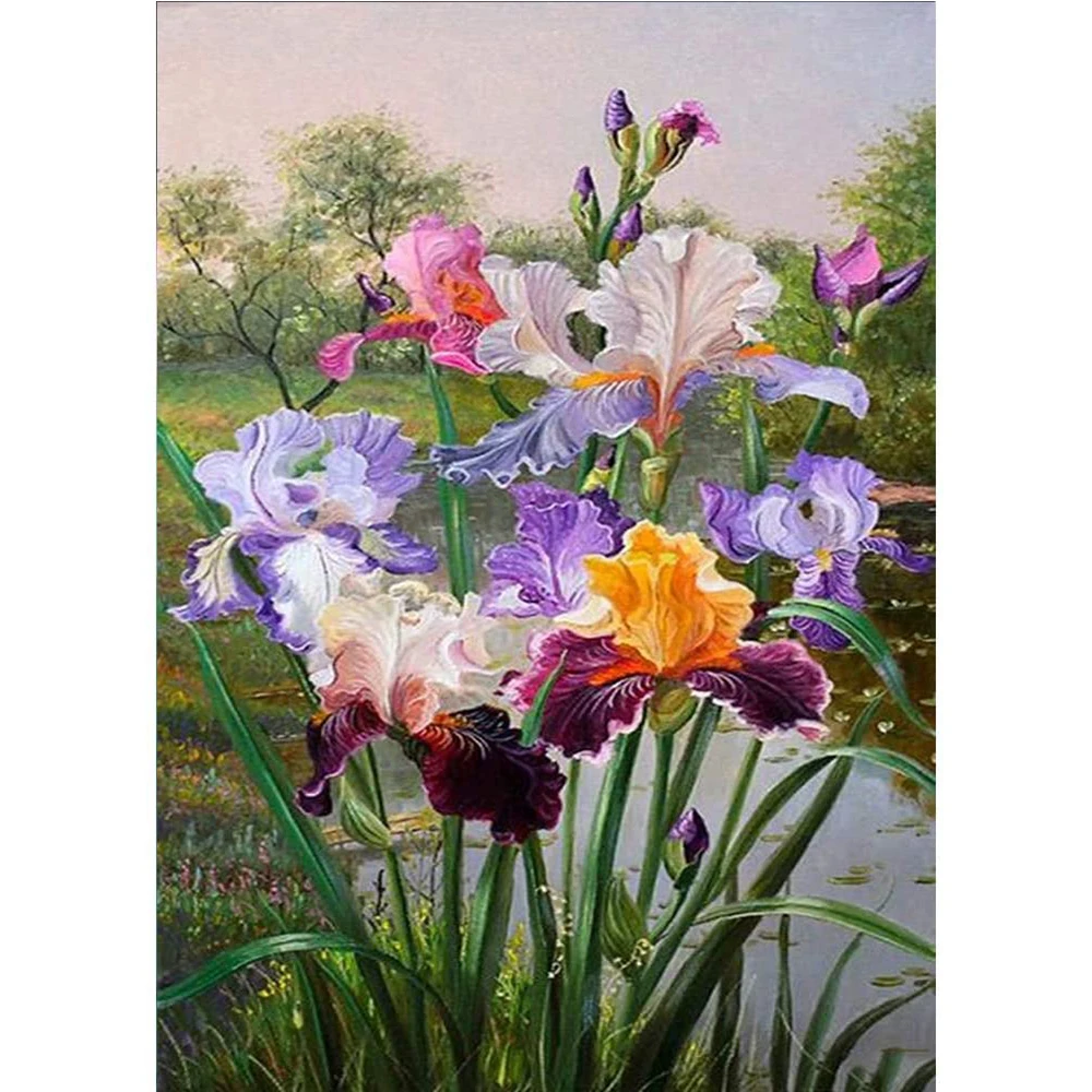 Flower Landscape Orchid 11CT Cross Stitch Patterns Embroidery Hobby Handicraft Needlework Painting Wholesale Room Decor Floss