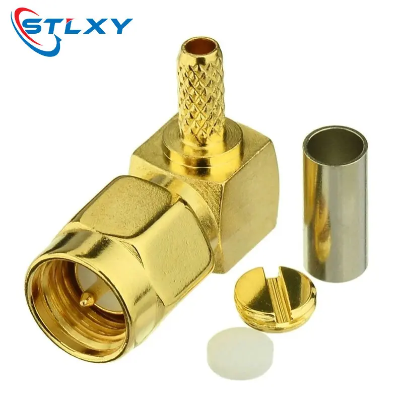 SMA Male Plug 90 Degree Crimp RG174 RG316 LMR100 Cable Right Angle RF Coaxial Connector