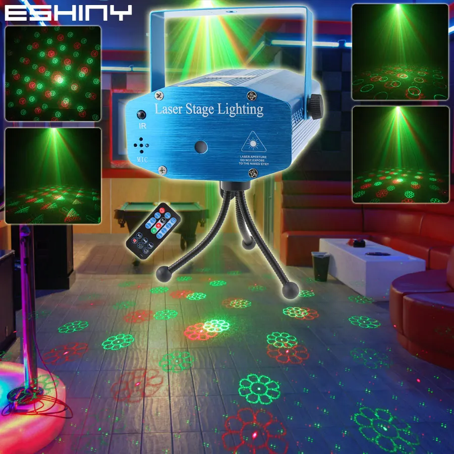 Mini R&G Remote Moving 24 Patterns Laser Projector Club Bar Coffee Shop Dance Disco House Home Party Xmas DJ Light Tripod R24D3