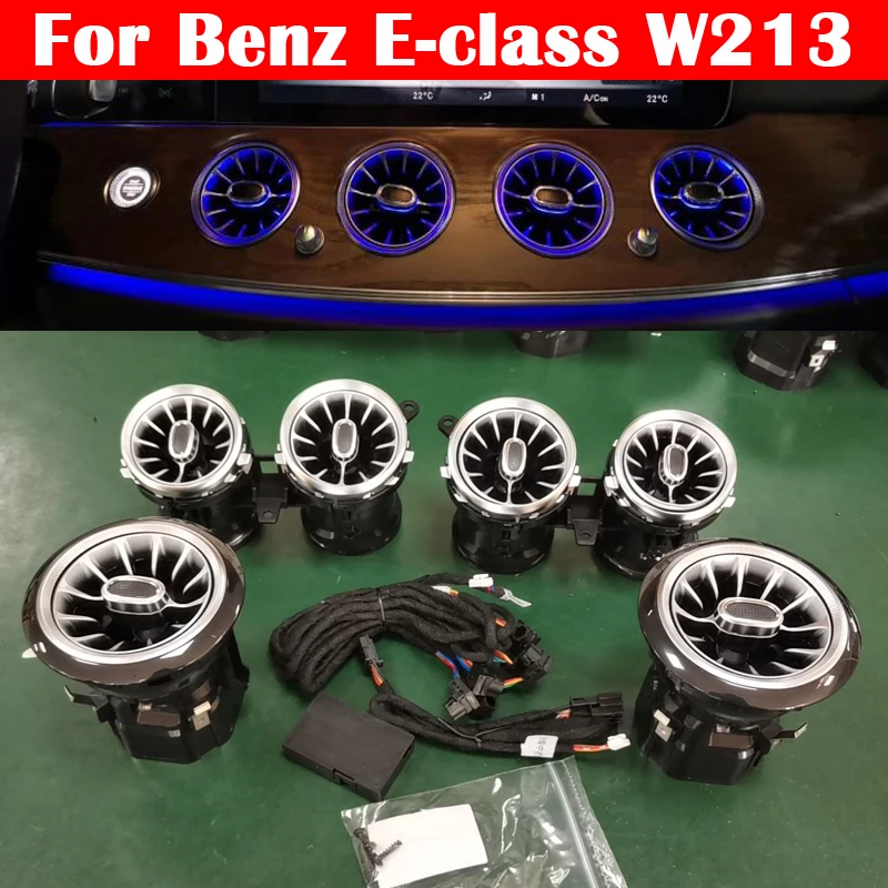 Lámpara LED de ambiente para coche de 64 colores para Benz Clase E W213 Coupe W238, turbina de ventilación de techo, altavoz Tweeter 3D, luz