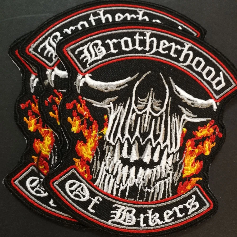 Motor Brotherhood PATCHES BADGES  Embroidered Iron On Skull BIKER Patches DIY  BAGS CLOTHING LIVE TO RIDE SHOES PATCH STICKER