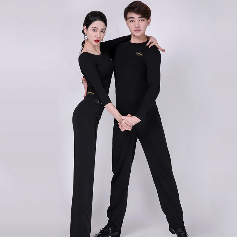 Latin Dance Tops Women Men Round Neck Short-Sleeved Exercise Clothes Modern Dance National Standard Costumes Latin Wear   DN9358