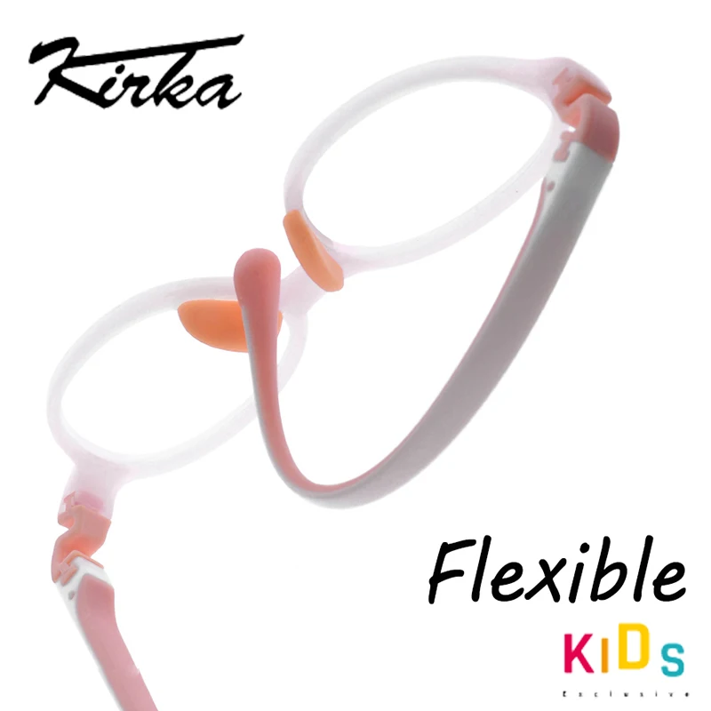 Kirka Optical Children Glasses Frames TR90 Flexible Kids Silicone Glasses Baby Eyeglass Kids Rubber Glasses Pink Unisex