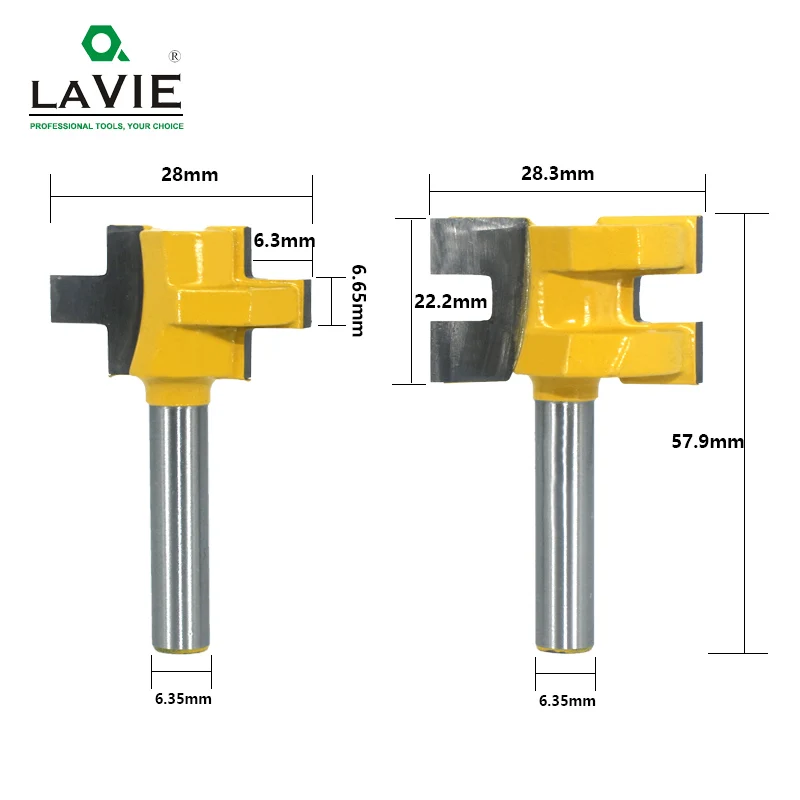 LAVIE 2pcs 1/4 Shank Carving Knife Square Tooth T-Slot Tenon Milling Cutter Router Bits For Wood Tool Woodworking MC01004