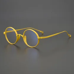 Titanium Glasses Frame Men Women Vintage Small Round Eyeglass Male Retro Optical Myopia Eyeglasses Frames Gold Eyewear Oculos