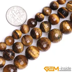 Natural Stone Round Faceted Tiger Eye Beads For Jewelry Making Strand 15 inch DIY Jewelry Beads For Bracelet Necklace Making