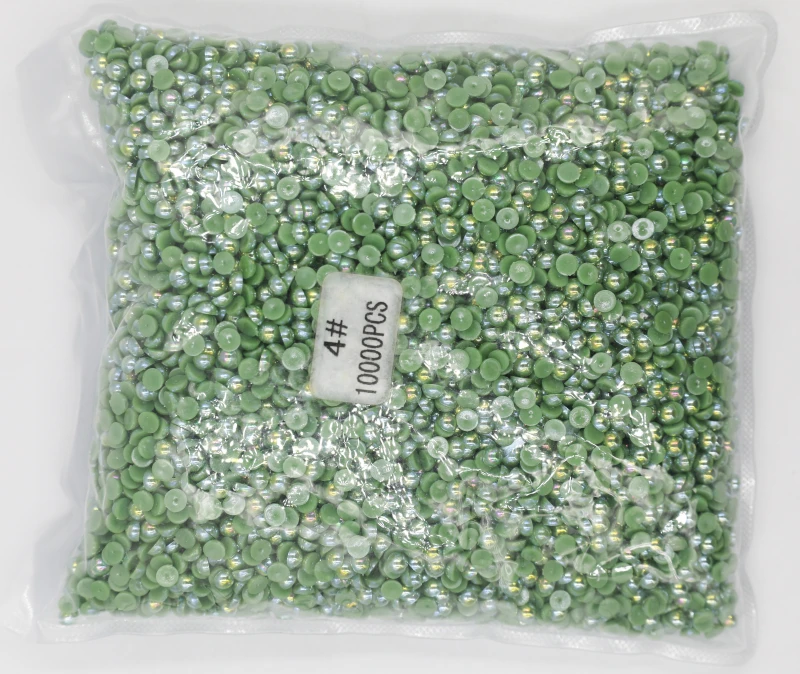 

2mm,4mm,5mm,6mm,8mm,10mm,12mm Jelly Green AB Flat back ABS round Half Pearl beads, imitation plastic half pearl beads