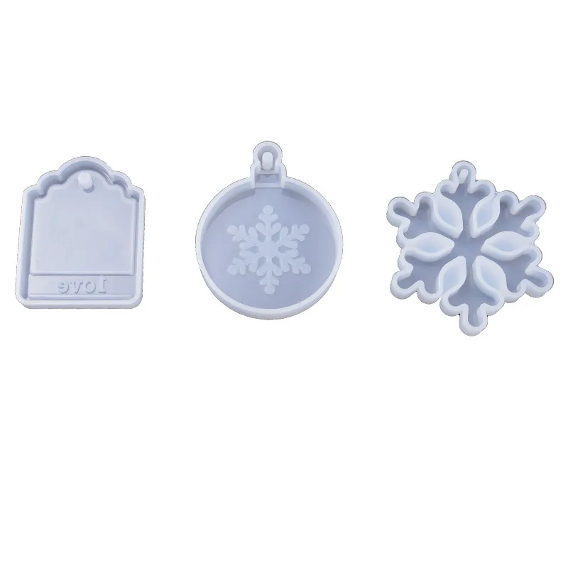 New Christmas Tree Round Snowflake Pendant Mold Christmas Moulds DIY Epoxy Resin Mold Jewelry Tray Silicon Mold for Resin Art