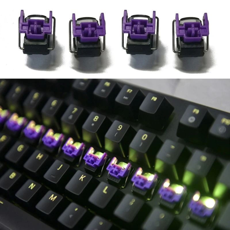 Conjunto de interruptores ópticos roxo para teclado mecânico, 4 peças, interruptor de troca quente para teclado gamer