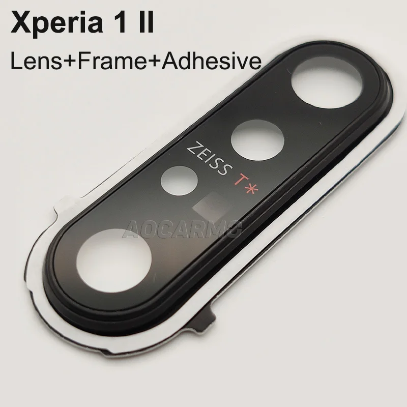 Aocarmo Rear Back Camera Lens Len Glass With Metal Frame Ring Adhesive For Sony Xperia 1 II / X1ii XQ-AT52 XQ-AT51 SO-51A MARK2