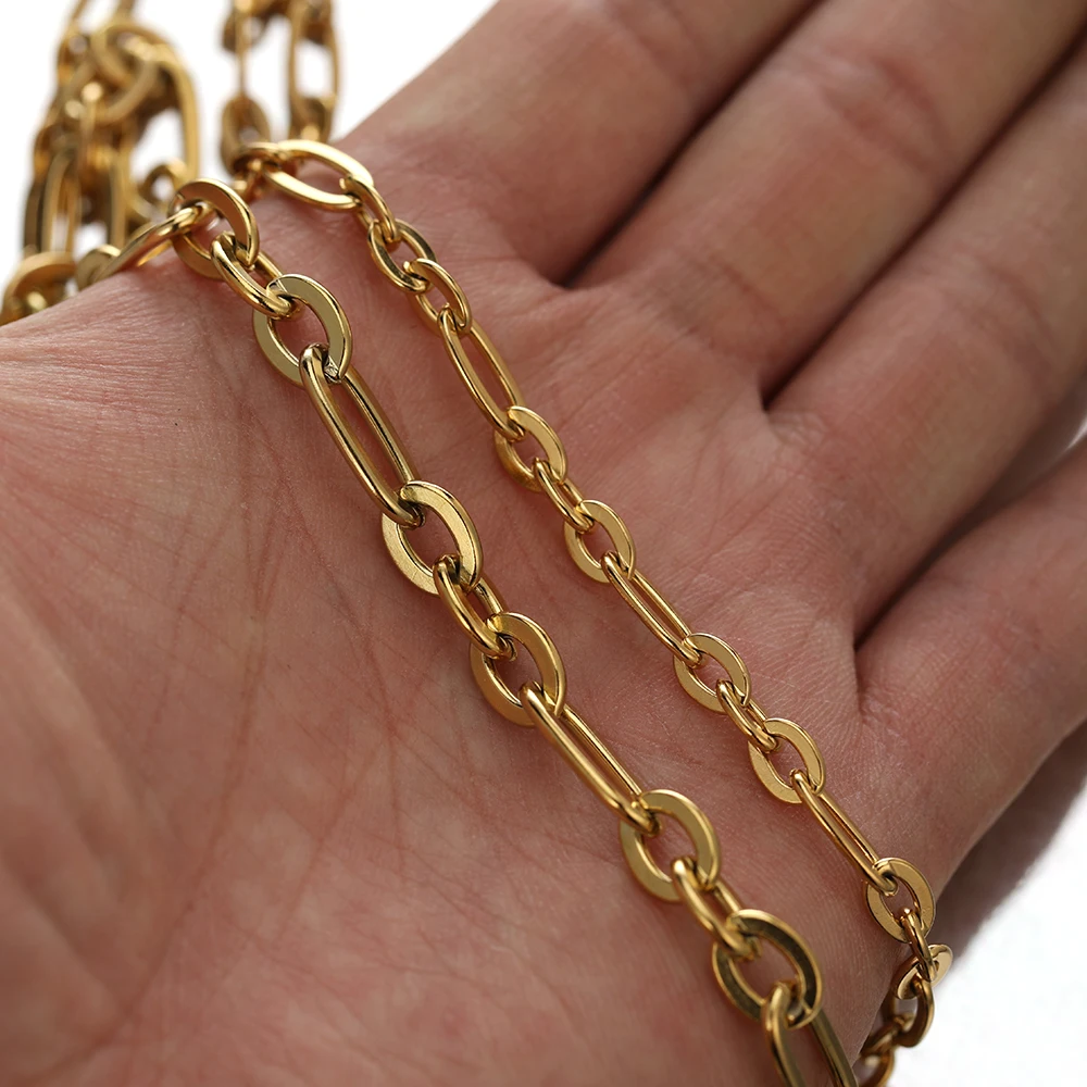 1 Meter Edelstahl 3:1 Flachketten Rolo-Kabelkette DIY Schmuckherstellung Halsketten-Zubehör Handgefertigte Armbänder Großhandel – Detail 4