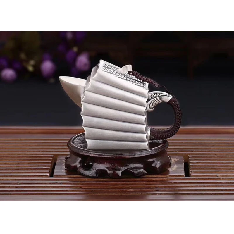 Silver pot 999 sterling silver handmade tea set Japanese retro teapot kettle home tea ceremony Kungfu tea set 180ml