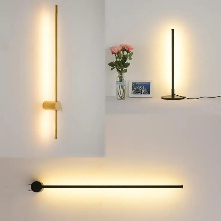 

Modern LED Wall Lamp Long Hanging Lights Simple Nordic Living Room Sofa Background Wall Light Bedroom Bedside Floor Lamp