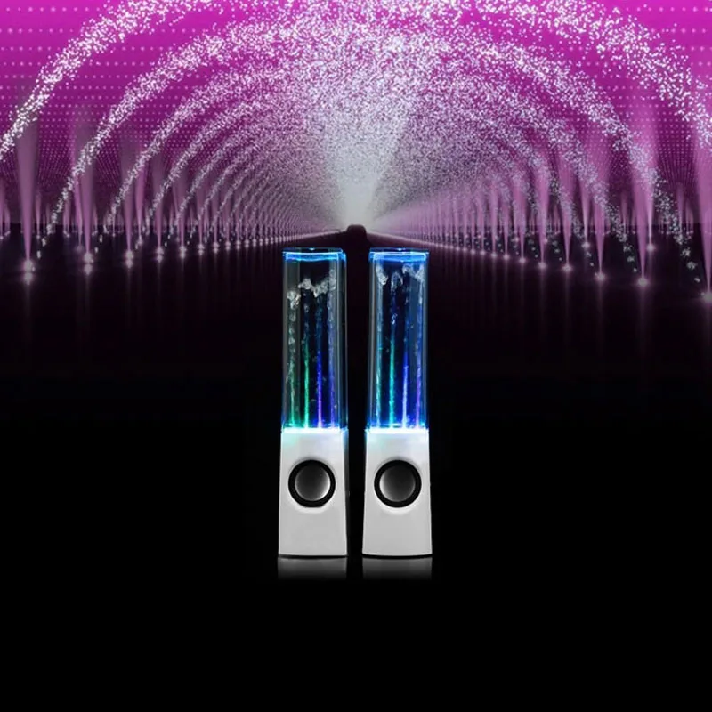 2 PCS Portable Desk Speaker Column Stereo Sound Bar LED Water Light Dncing Music Light Source PC Laptops Speakers