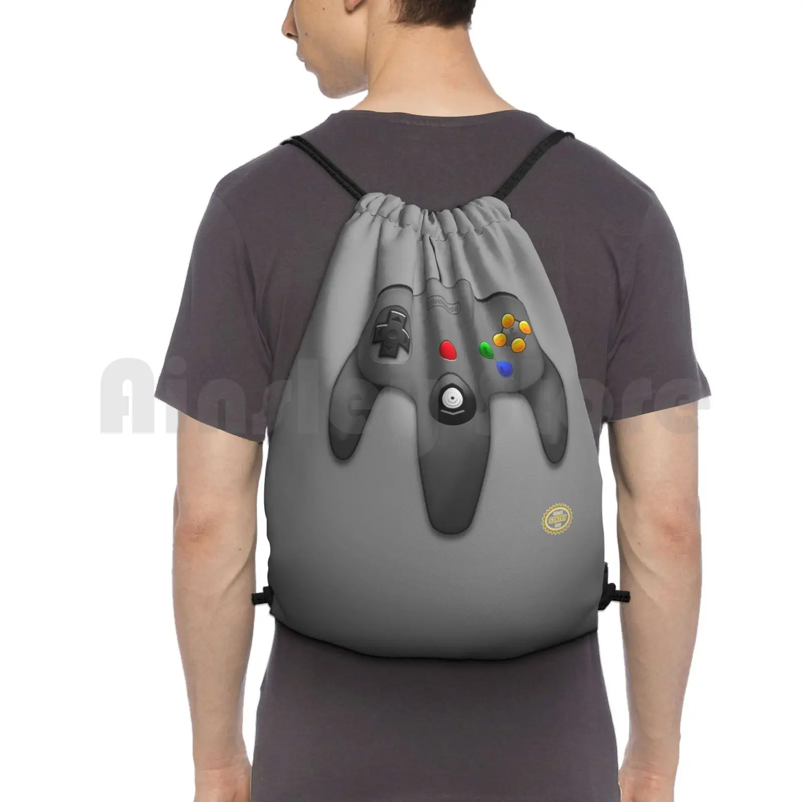 64 Backpack Drawstring Bags Gym Bag Waterproof 64 Controller Game Video Video Game N64 Nastolgia Nerd