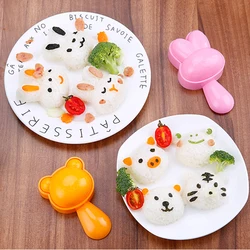 Cartoon Rabbit Pattern Rice Ball Mold Set Sushi Making Kit Bento Mold Bears Pig Tiger Frog Pattern Sushi Maker Baking Tools