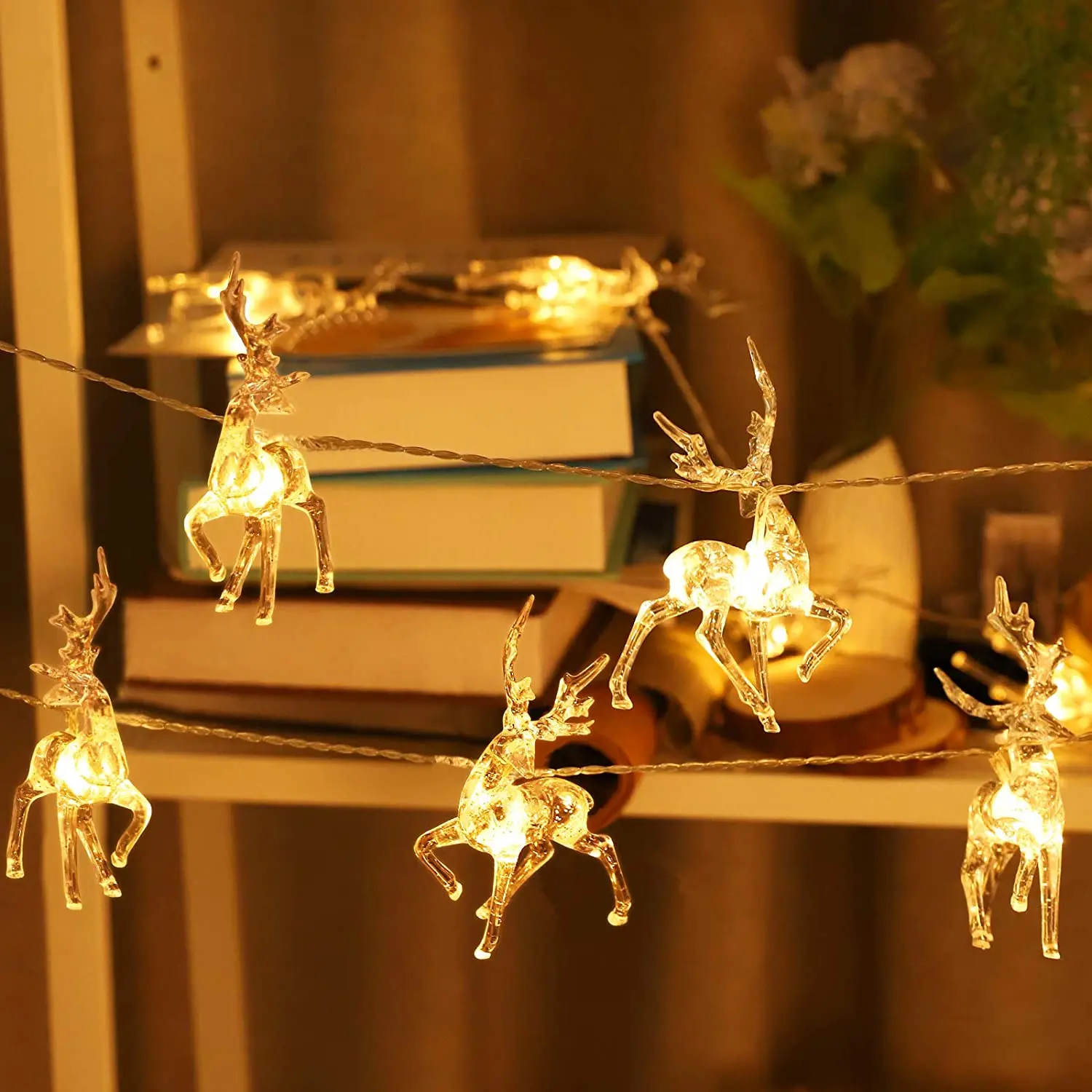 

Christmas String Lights Deer LED fairy light 10LED Battery Operated Reindeer Indoor Decoration For Home Outdoor Xmas Party Decor