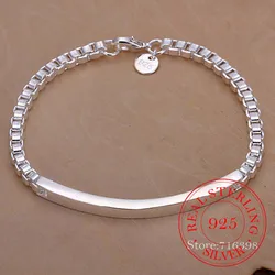 100% 925 Silver Fashion Women Men Jewelry Korean Long Stick Box Chain Bracelets For Women Men 2020 Hand Chain Wristband Pulseira