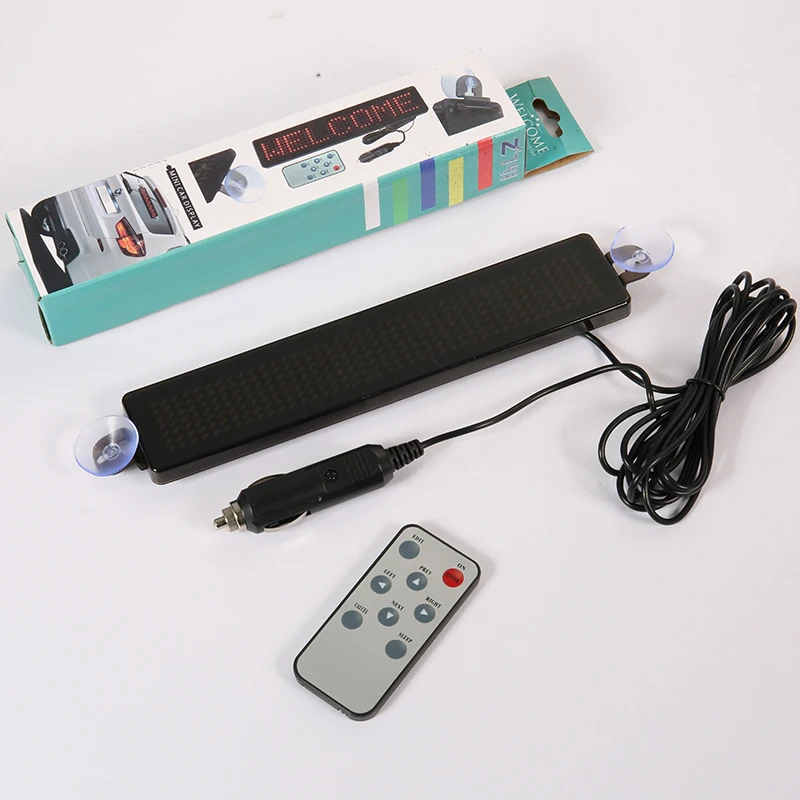 Carro programável LED Display Screen, Controle Remoto, Mensagem de rolagem, Veículo LED Sign, Cabo, 23cm, 12V, 7x41 Pixels