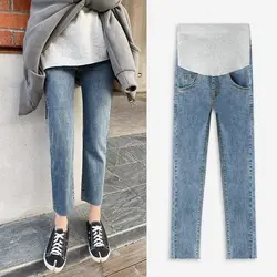 Mutterschaft Schwangerschaft Dünne Hosen Jeans Hosen Elastische schwangere frauen füße magen lift hosen stretch aufzug denim hosen