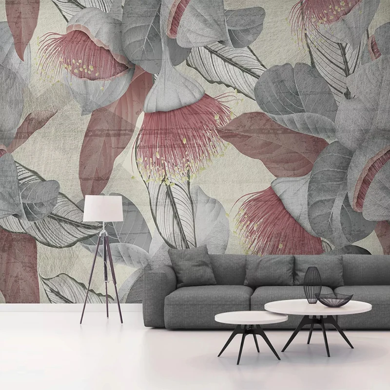 Custom Mural Modern Hand Painted Abstract Leaves Bedroom Living Room Sofa Decoration Wall Painting Waterproof Canvas Wallpaper