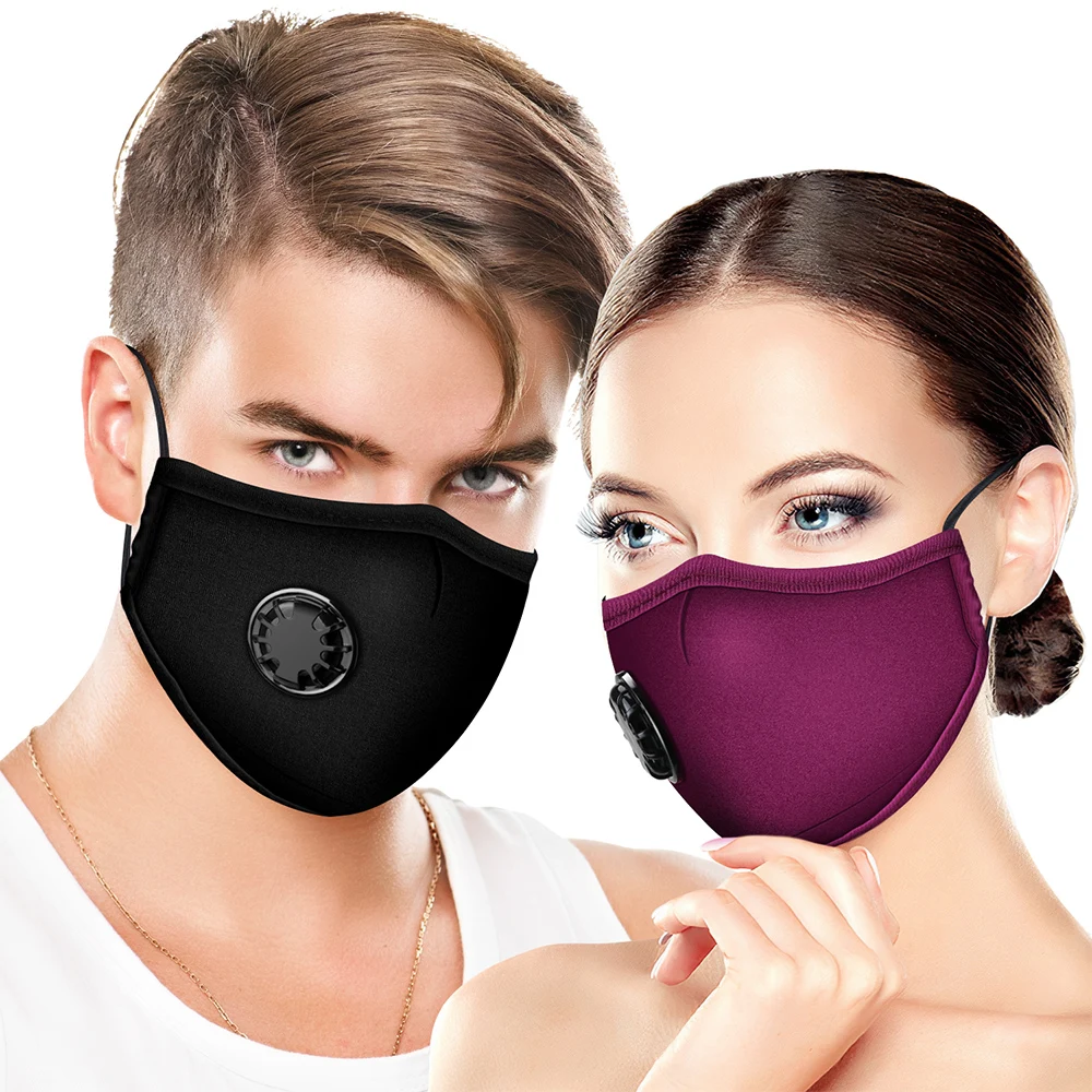 1Pcs Respirator Mask Washable Cotton Activated Carbon Filter PM2.5 Mouth Masks with Breathing Valve Masque for Woman Man