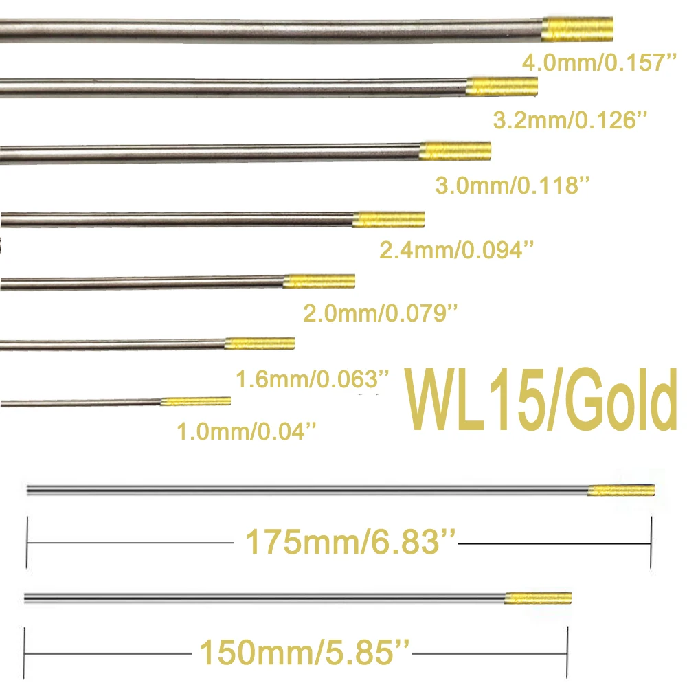 WL15 1.5% Lanthanated Professional Tungsten Electrodes TIG Welding Rods 1.0/1.6/2.0/2.4/3.0/3.2/4.0mm Tig Rods 150mm/175mm